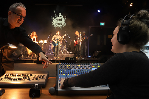 Music students recording live performance